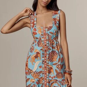FARM Rio Blue and Orange Maxi Dress exclusive from Anthropologie